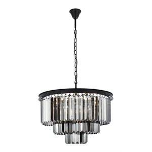 Urban Classic Sydney 9-Light Metal Royal Cut Chandelier in Matte Black Finish