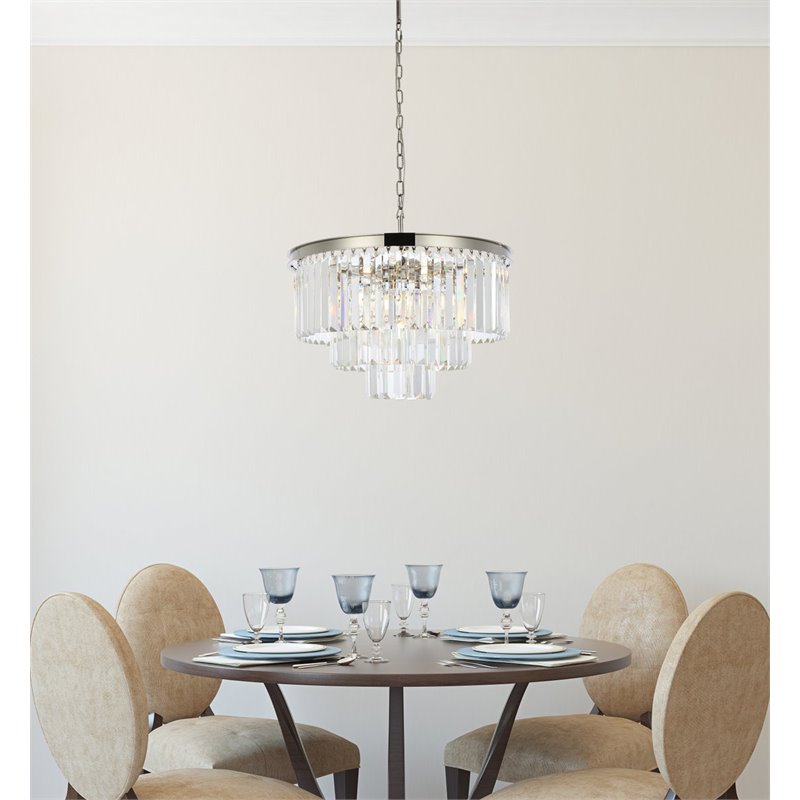 Urban Classic Sydney 9-Light Metal Royal Cut Chandelier in Polished Nickel