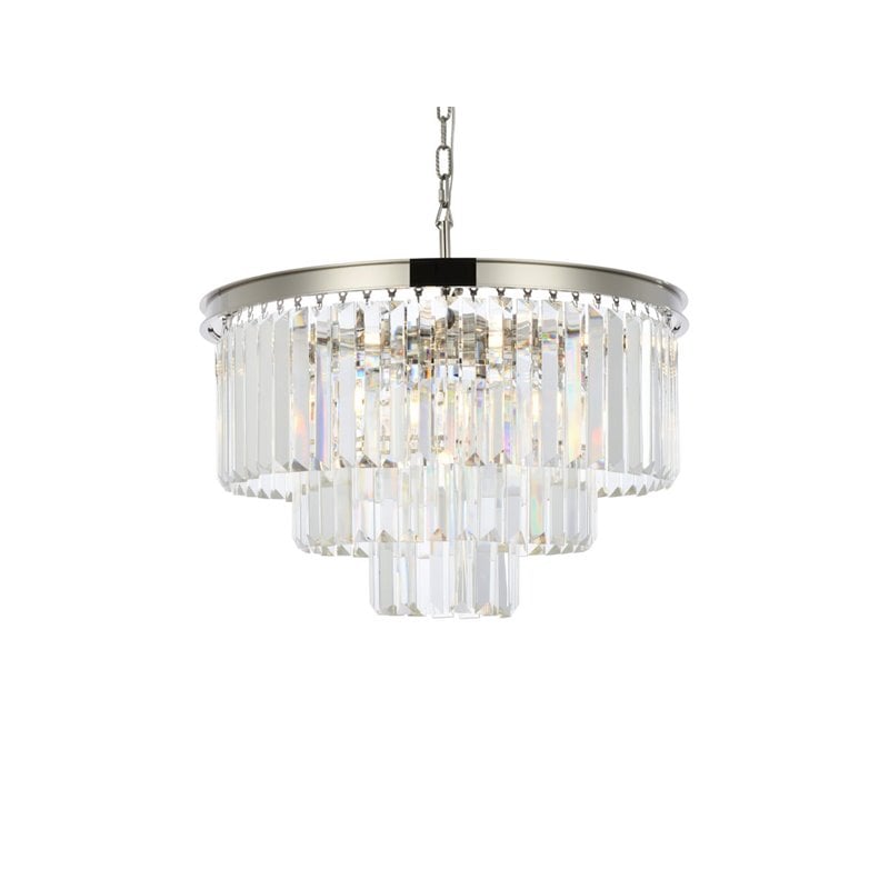 Urban Classic Sydney 9-Light Metal Royal Cut Chandelier in Polished Nickel