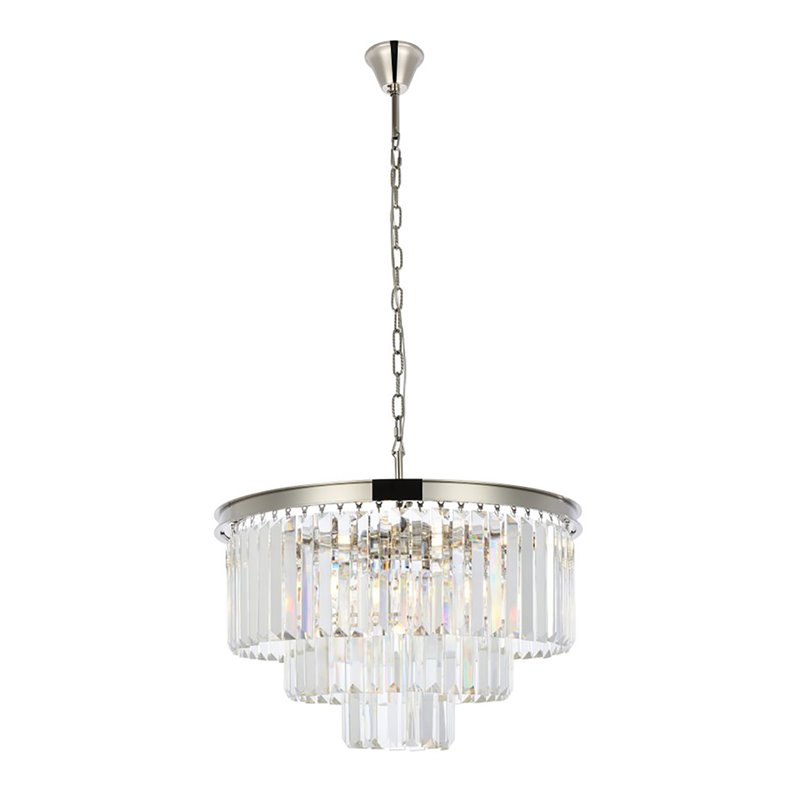 Urban Classic Sydney 9-Light Metal Royal Cut Chandelier in Polished Nickel