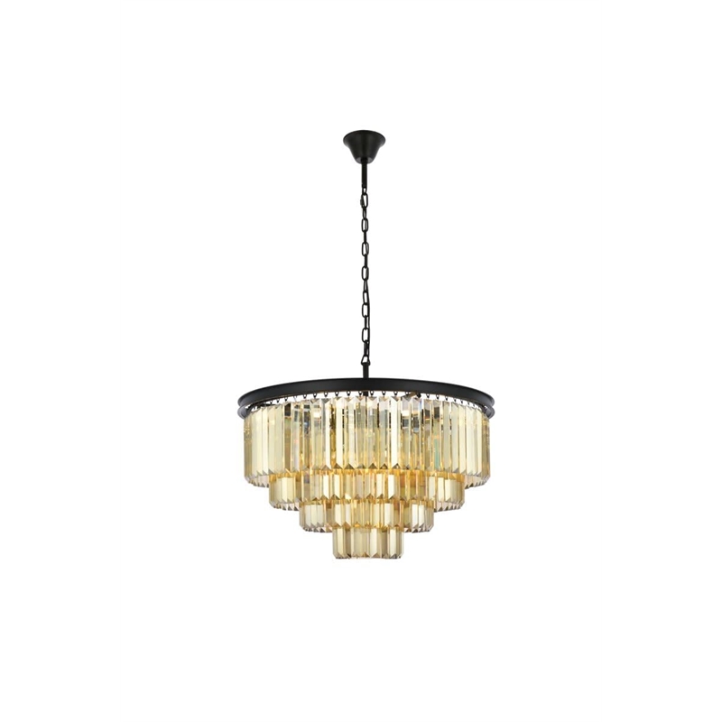Urban Classic Sydney 17-Light Metal Royal Cut Chandelier in Matte Black