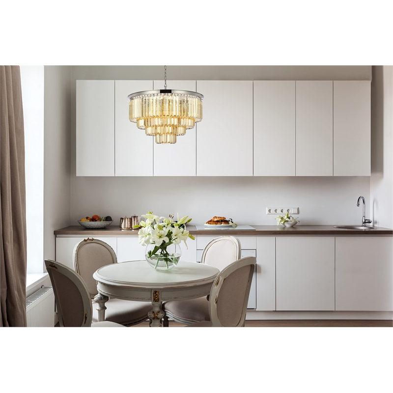 Urban Classic Sydney 17-Light Metal Royal Cut Chandelier in Matte Black