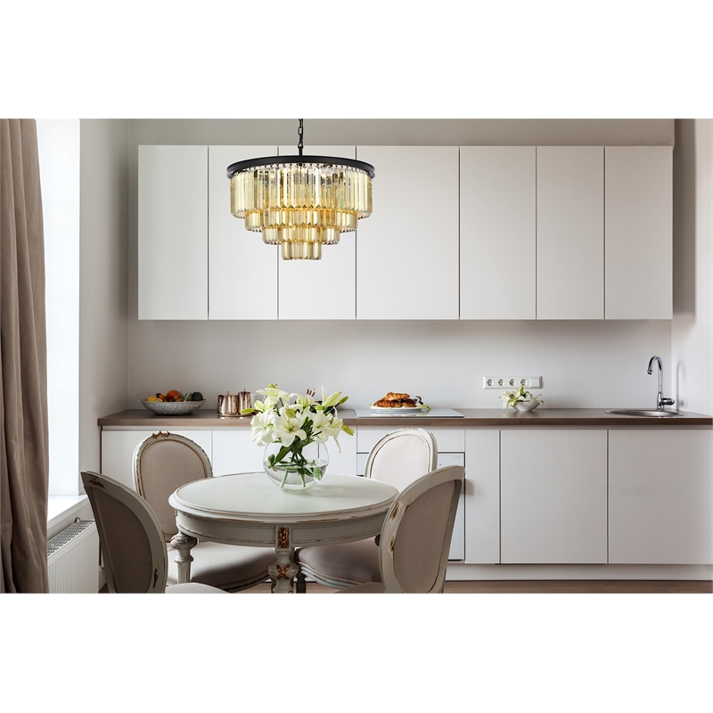 Urban Classic Sydney 17-Light Metal Royal Cut Chandelier in Matte Black