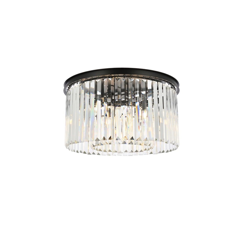 Urban Classic Sydney 8-Light Metal Royal Cut Flush Mount in Matte Black