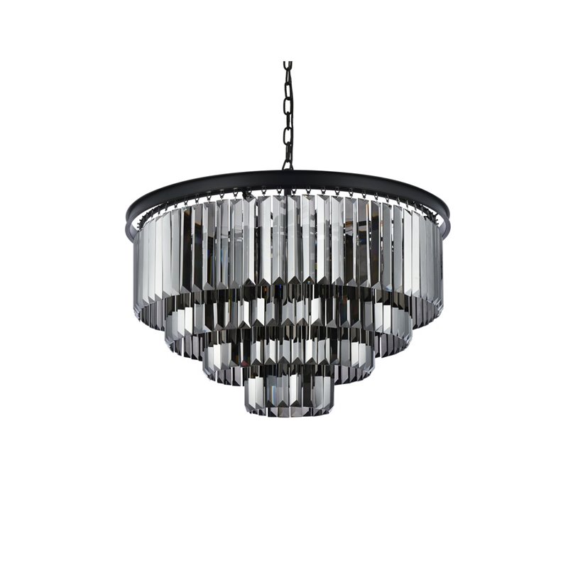 Urban Classic Sydney 17-Light Metal Royal Cut Chandelier in Matte Black