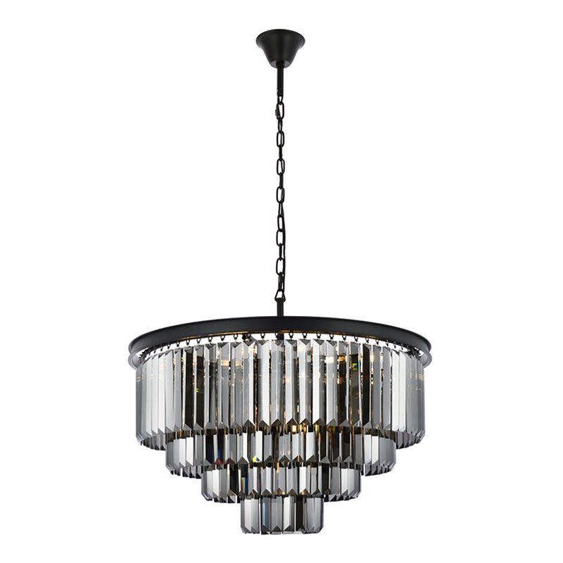 Urban Classic Sydney 17-Light Metal Royal Cut Chandelier in Matte Black