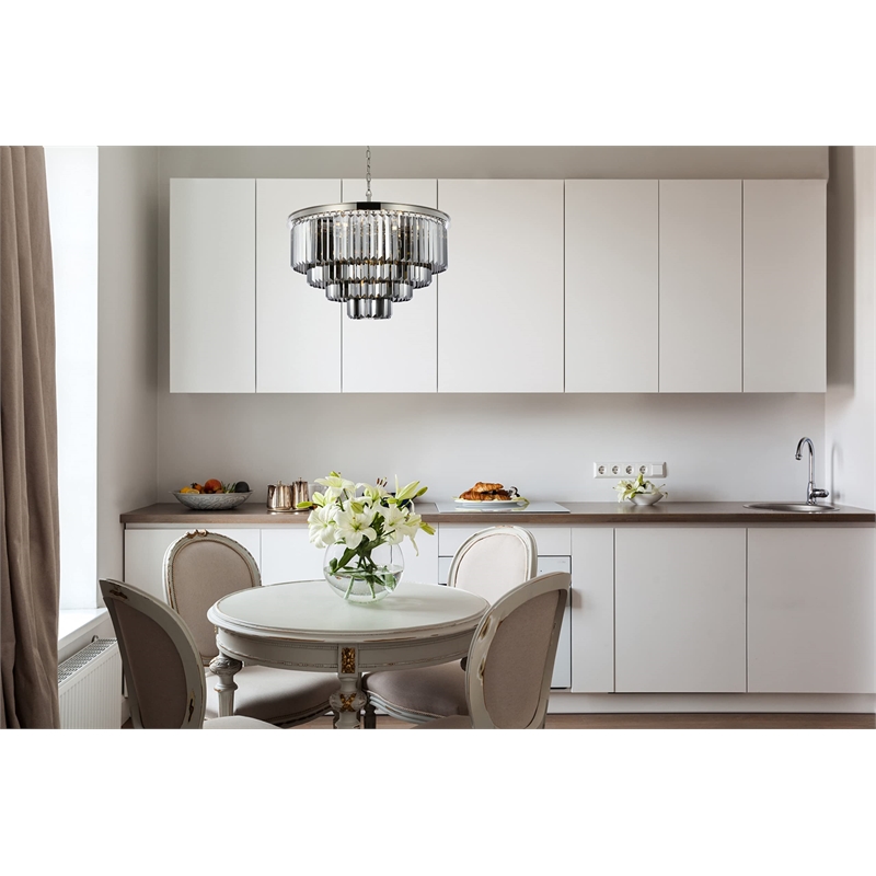 Urban Classic Sydney 17-Light Metal Royal Cut Chandelier - Polished Nickel