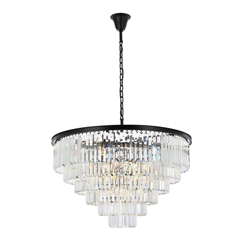 Urban Classic Sydney 33-Light Metal Royal Cut Chandelier in Matte Black