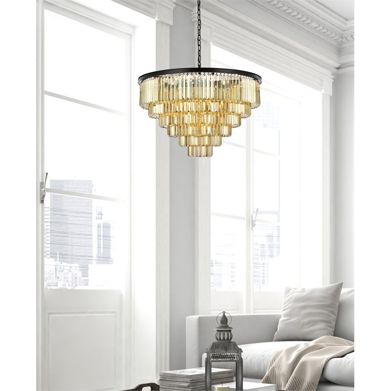Urban Classic Sydney 33-Light Metal Royal Cut Chandelier in Matte Black