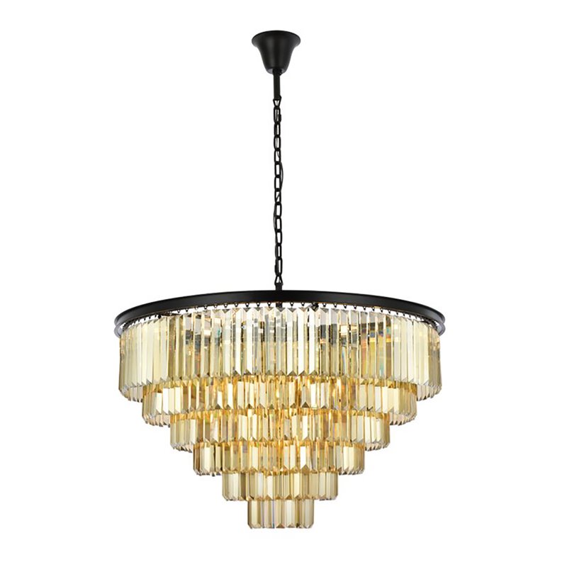 Urban Classic Sydney 33-Light Metal Royal Cut Chandelier in Matte Black
