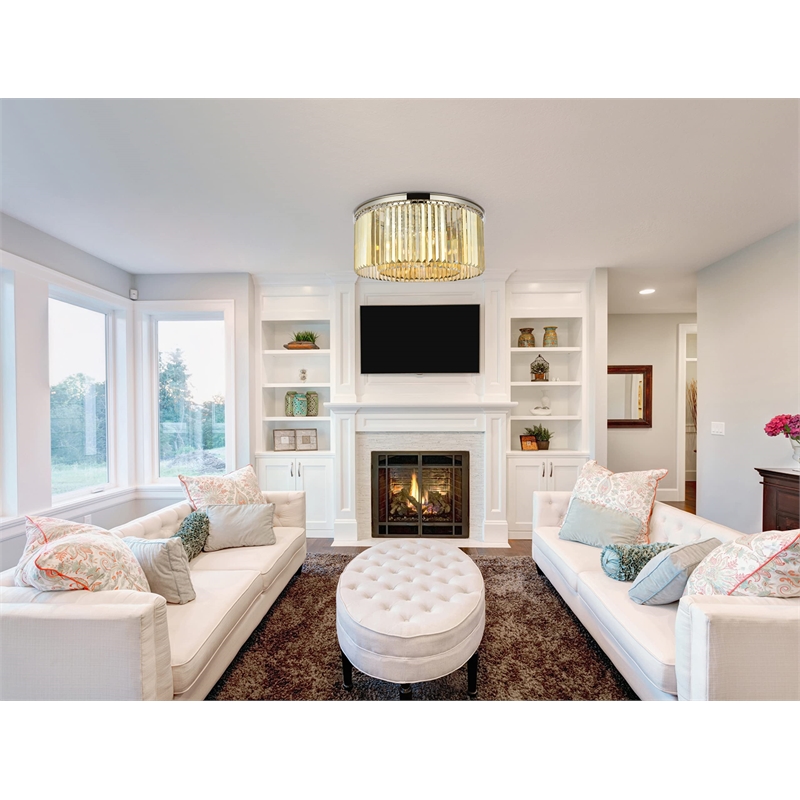 Urban Classic Sydney 8-Light Metal Royal Cut Flush Mount in Black