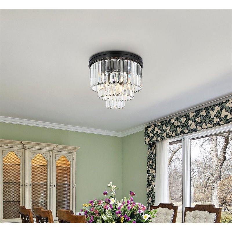 Urban Classic Sydney 9-Light Metal Royal Cut Flush Mount in Matte Black Finish
