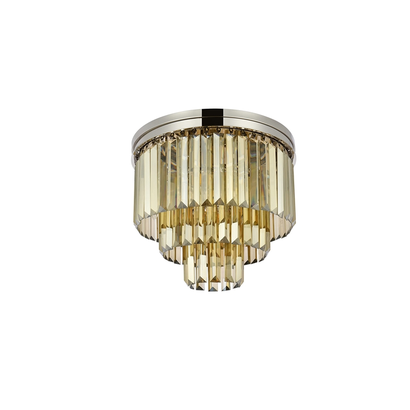 Urban Classic Sydney 9-Light Metal Royal Cut Flush Mount in Polished Nickel