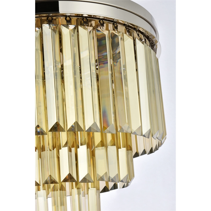 Urban Classic Sydney 9-Light Metal Royal Cut Flush Mount in Polished Nickel