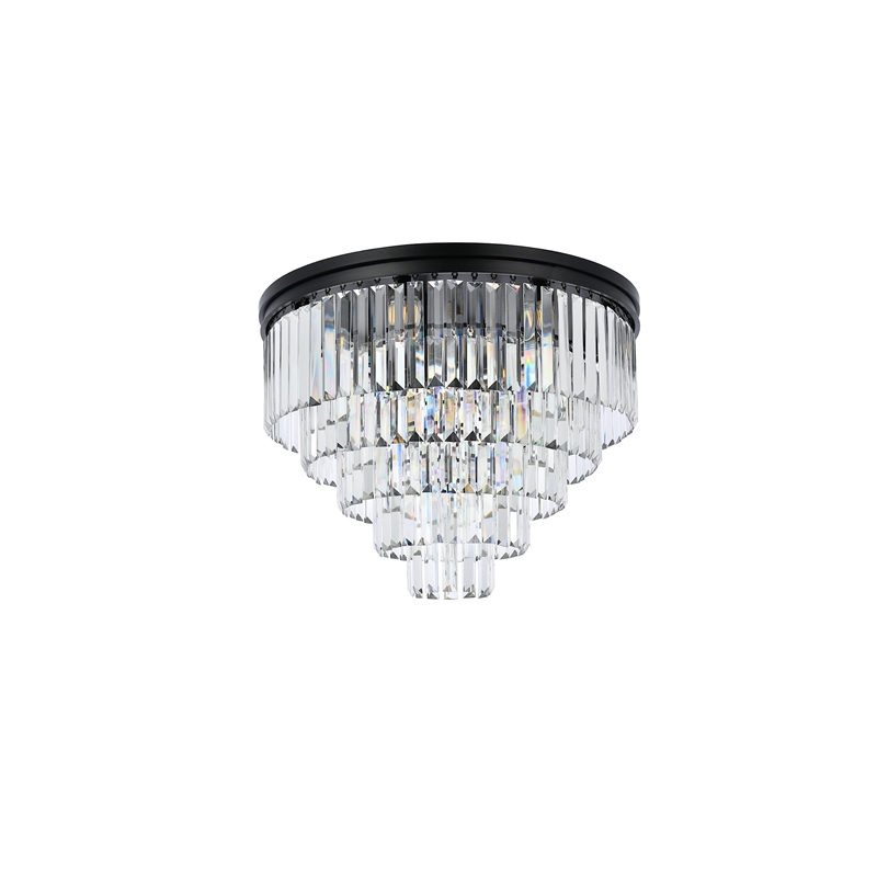 Urban Classic Sydney 17-Light Metal Royal Cut Flush Mount in Matte Black