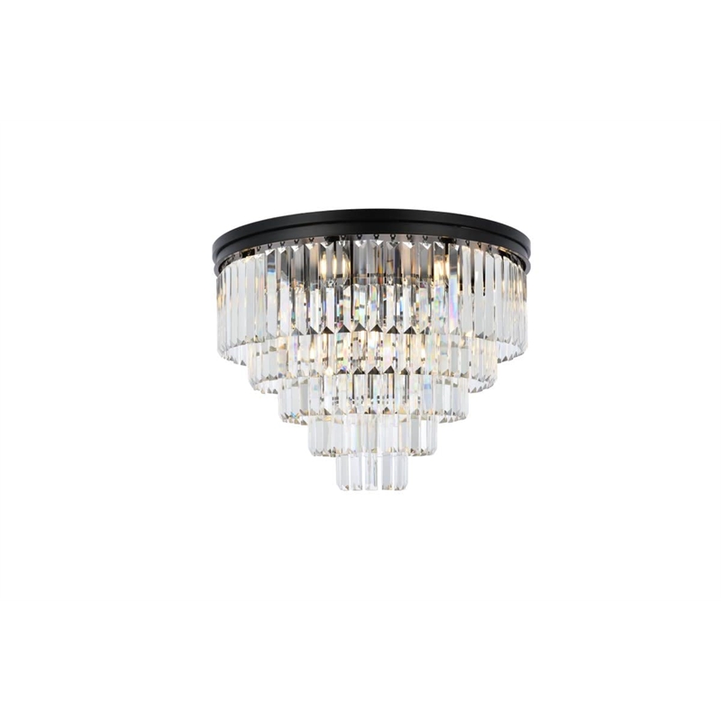 Urban Classic Sydney 17-Light Metal Royal Cut Flush Mount in Matte Black