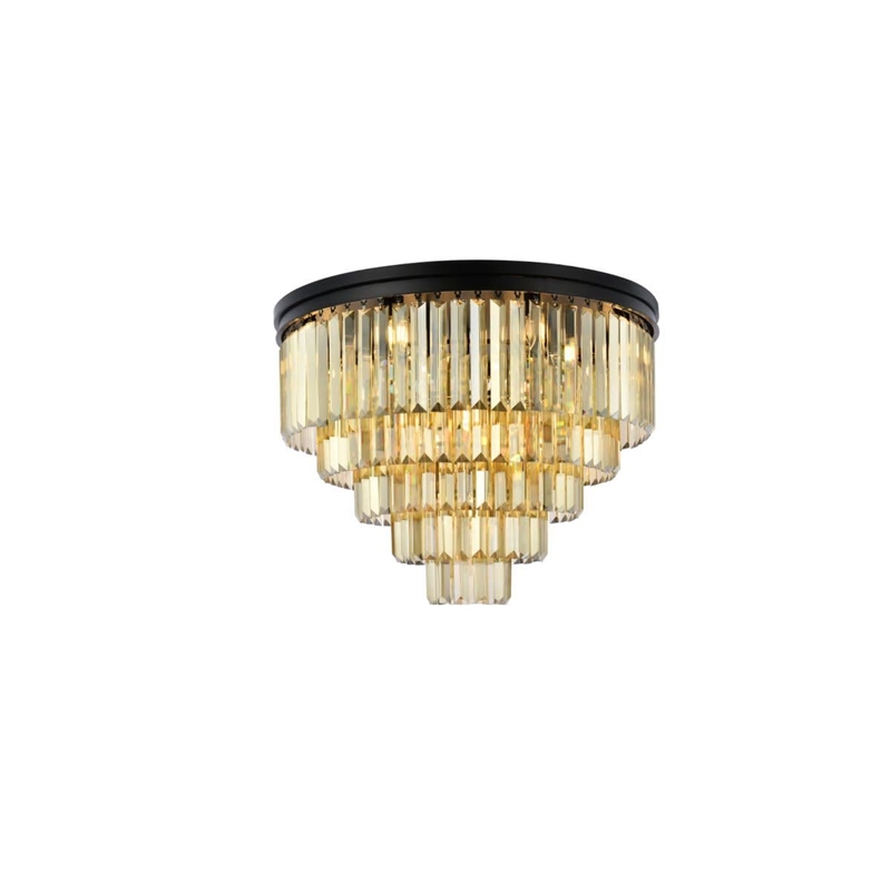 Urban Classic Sydney 17-Light Metal Royal Cut Flush Mount in Matte Black