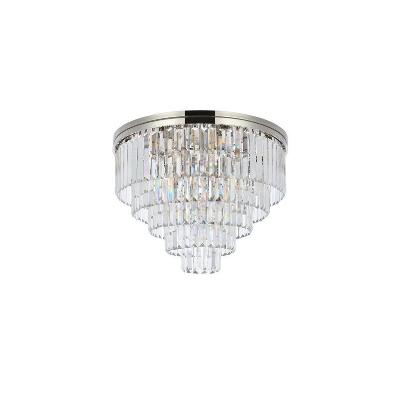 Urban Classic Sydney 17-Light Metal Royal Cut Flush Mount in Nickel