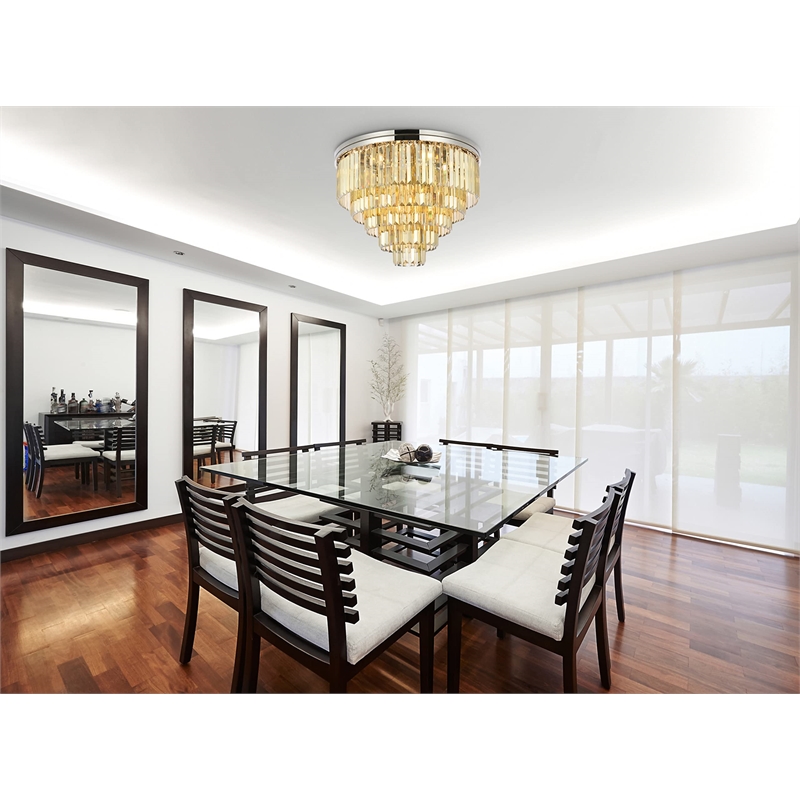 Urban Classic Sydney 17-Light Metal Royal Cut Flush Mount in Polished Nickel