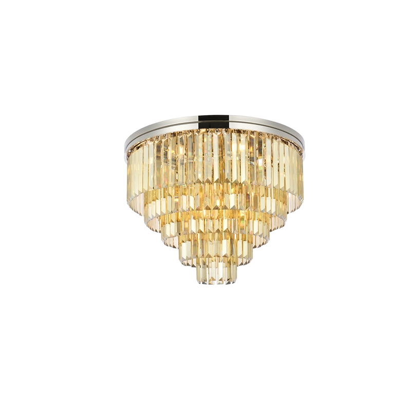 Urban Classic Sydney 17-Light Metal Royal Cut Flush Mount in Polished Nickel