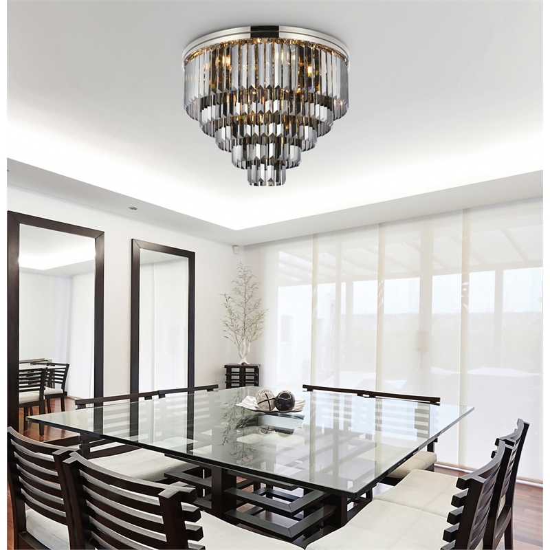Urban Classic Sydney 17-Light Metal Royal Cut Flush Mount in Polished Nickel