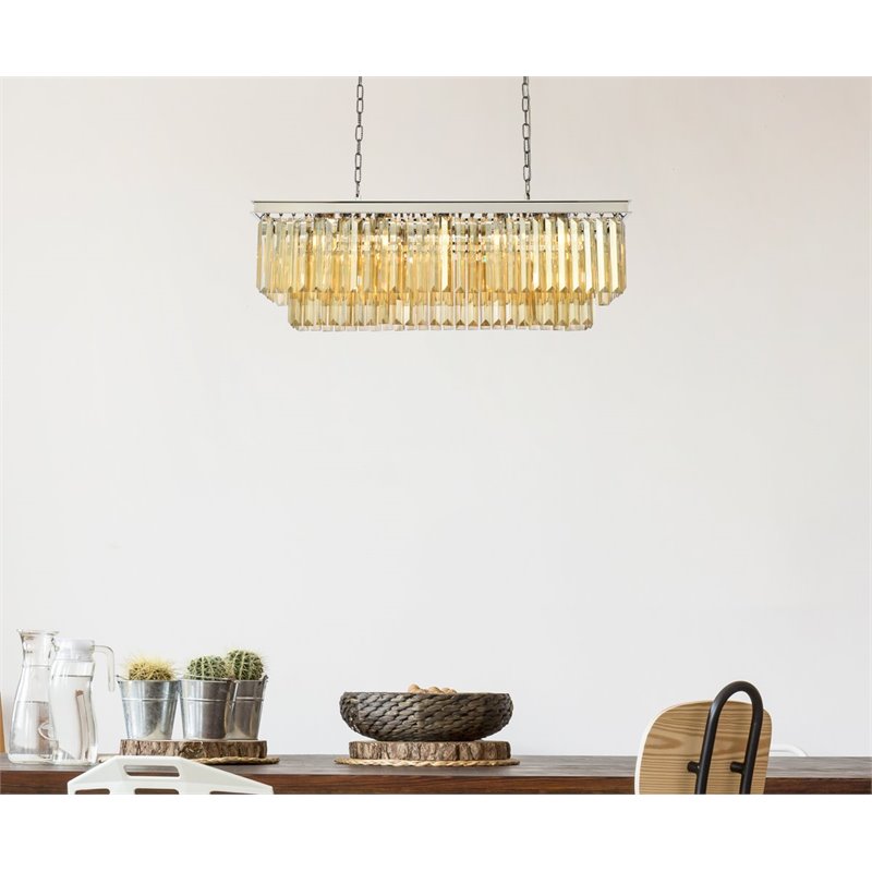 Urban Classic Sydney 12-Light Metal Royal Cut Chandelier in Nickel