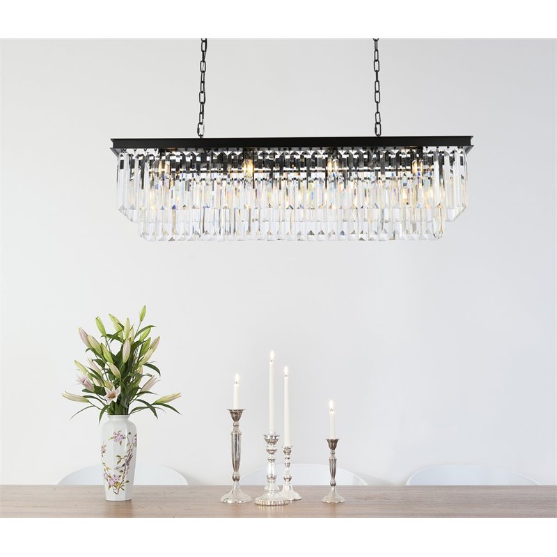 Urban Classic Sydney 12-Light Metal Royal Cut Chandelier in Black