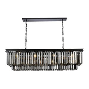 Urban Classic Sydney 12-Light Metal Royal Cut Chandelier in Black Finish
