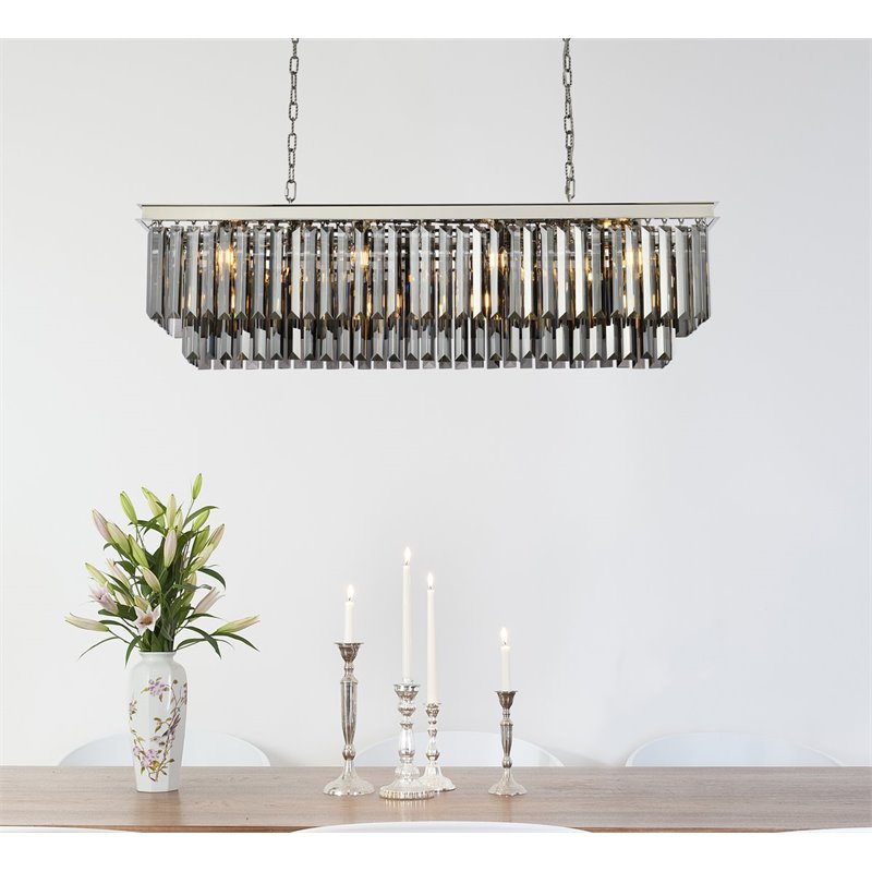 Urban Classic Sydney 12-Light Metal Royal Cut Chandelier in Polished Nickel