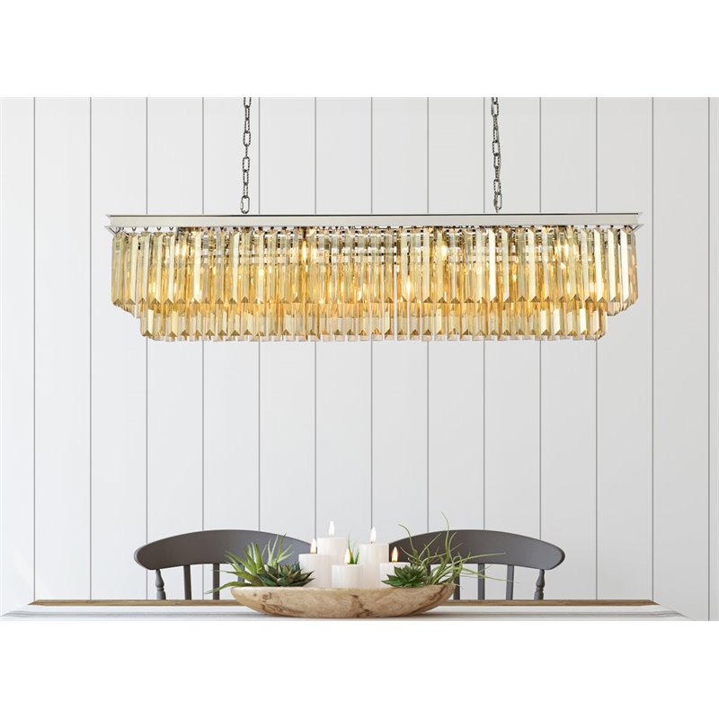 Urban Classic Sydney 12-Light Metal Royal Cut Chandelier in Polished Nickel