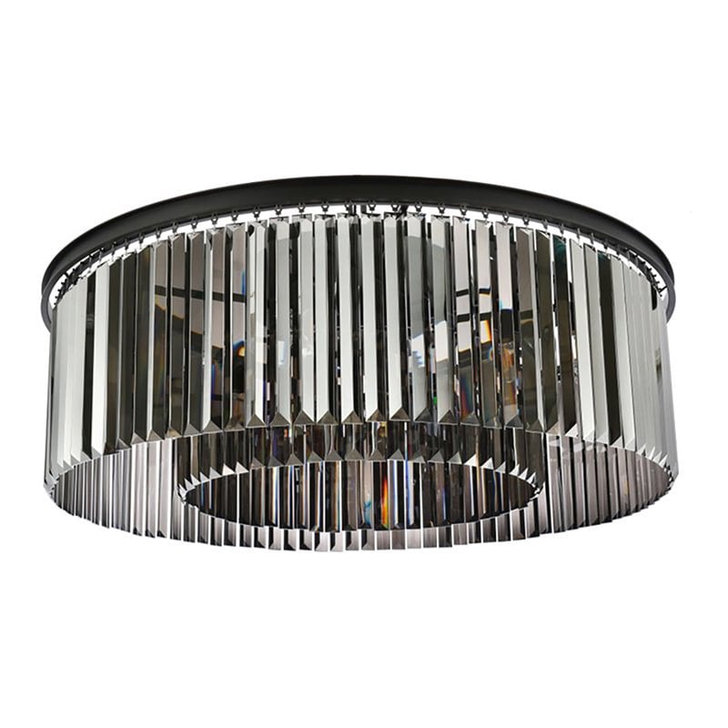 Urban Classic Sydney 10-Light Metal Royal Cut Flush Mount in Matte Black