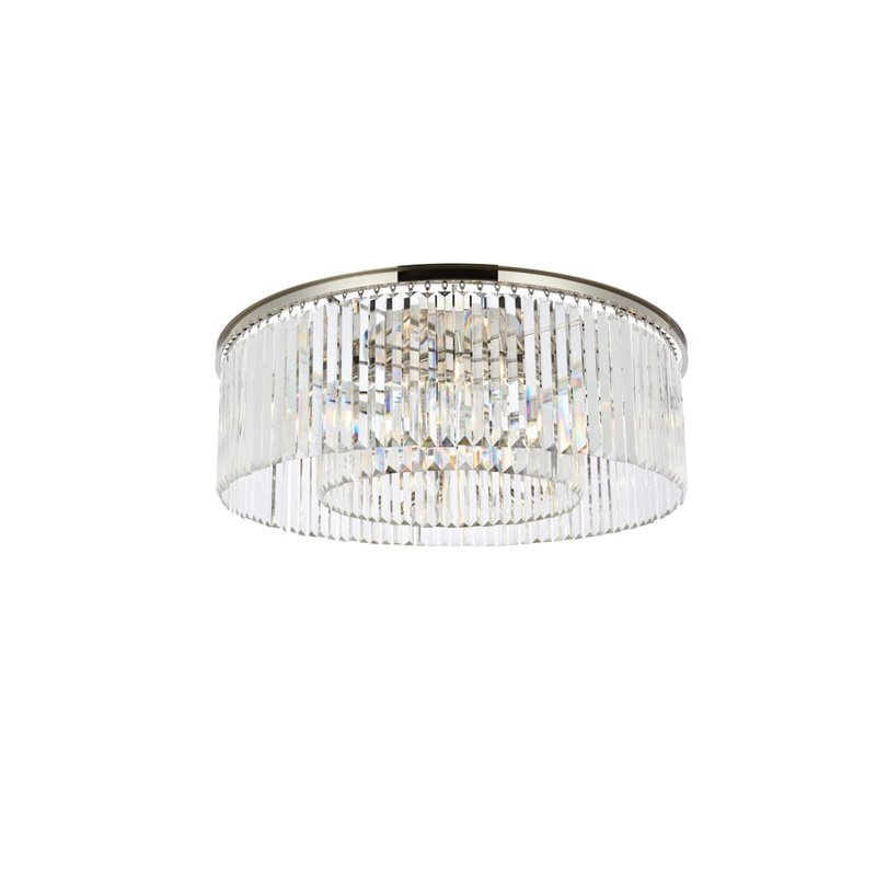 Urban Classic Sydney 10-Light Metal Royal Cut Flush Mount in Nickel Finish