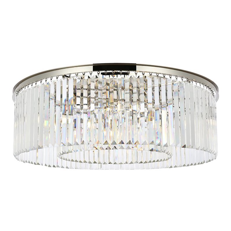 Urban Classic Sydney 10-Light Metal Royal Cut Flush Mount in Nickel Finish