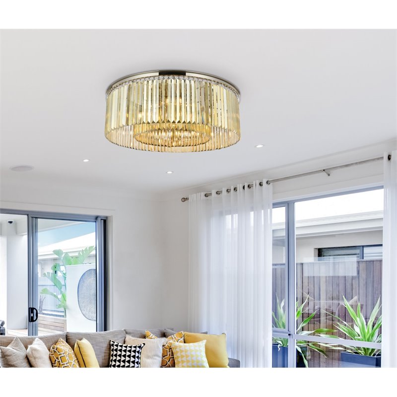 Urban Classic Sydney 10-Light Metal Royal Cut Flush Mount in Nickel