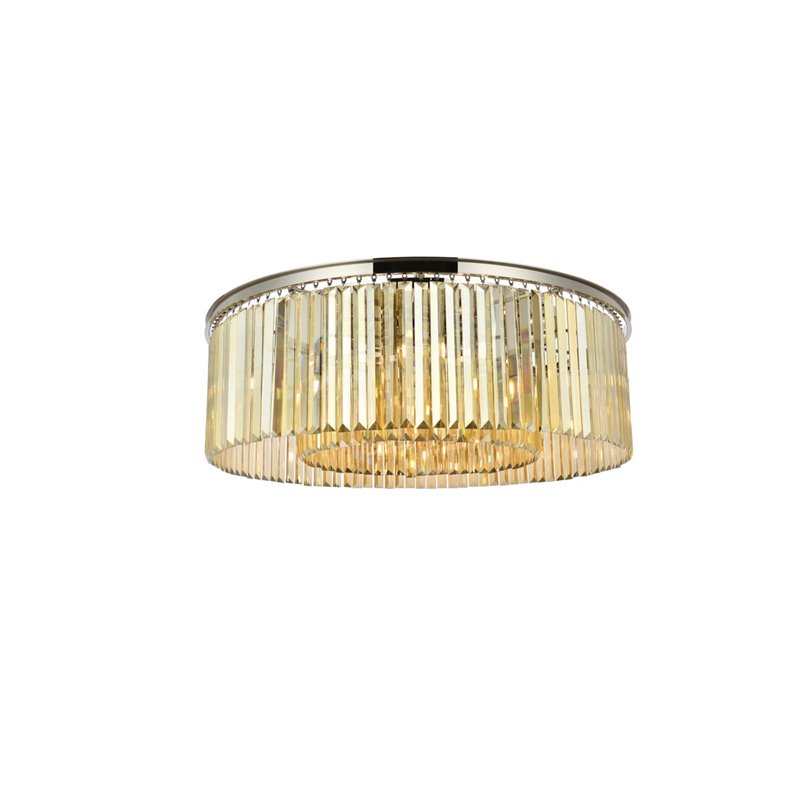 Urban Classic Sydney 10-Light Metal Royal Cut Flush Mount in Nickel