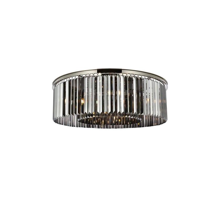 Urban Classic Sydney 10-Light Metal Royal Cut Flush Mount in Polished Nickel