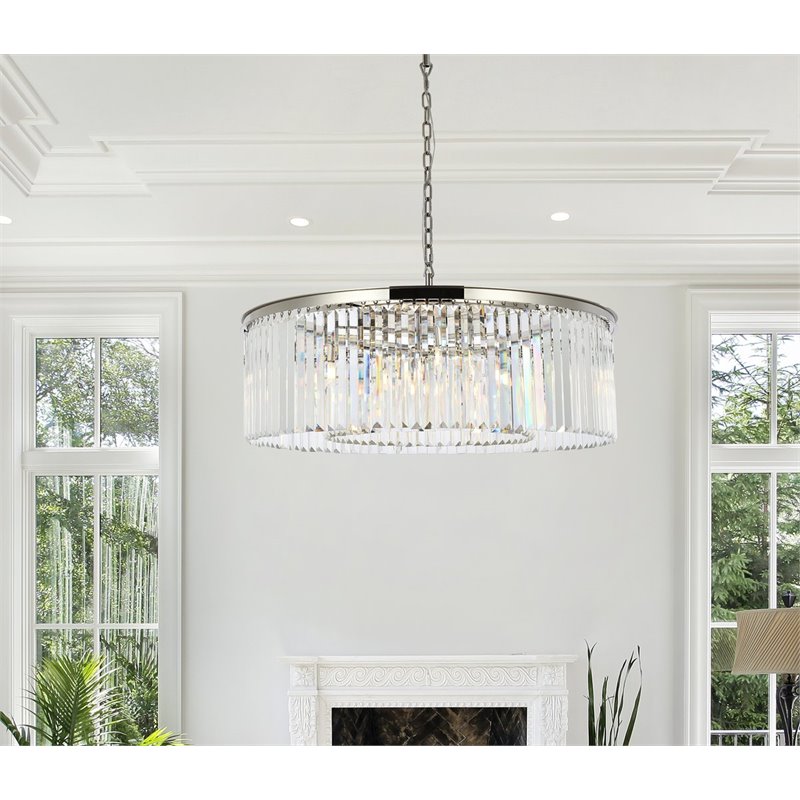Urban Classic Sydney 10-Light Metal Royal Cut Chandelier in Polished Nickel