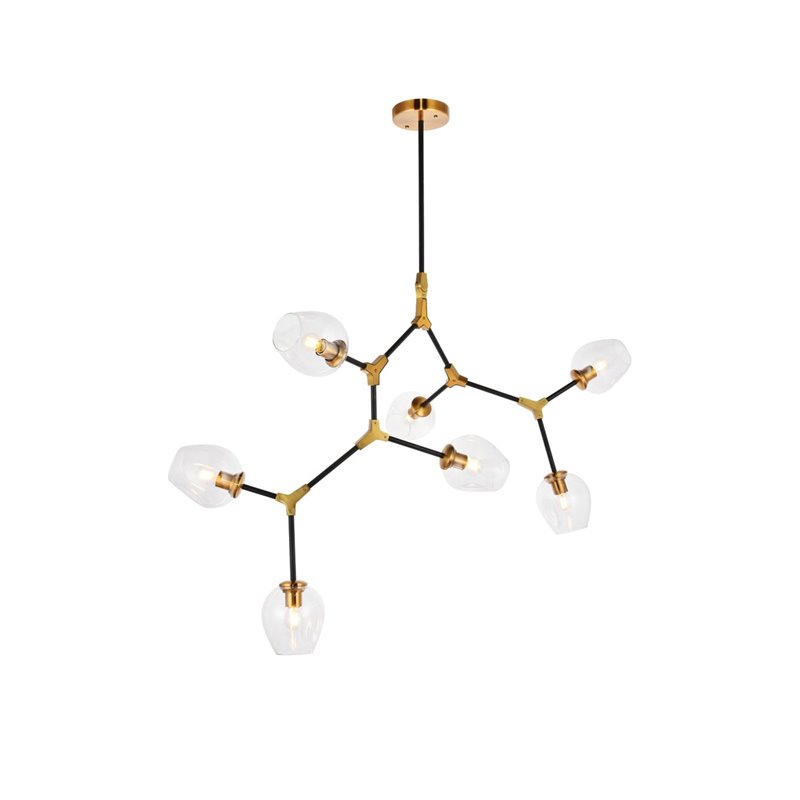 Urban Classic Cavoli 7-Light Metal Pendant in Light Antique Brass/Matte Black