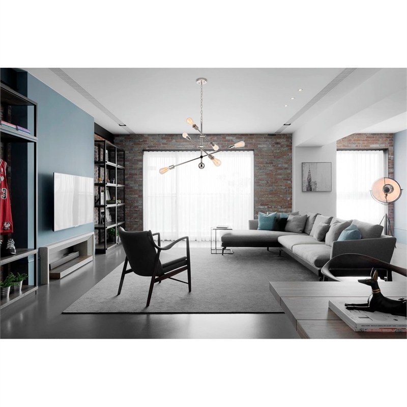 Living District Axel 6-Light Metal Pendant in Polished Nickel