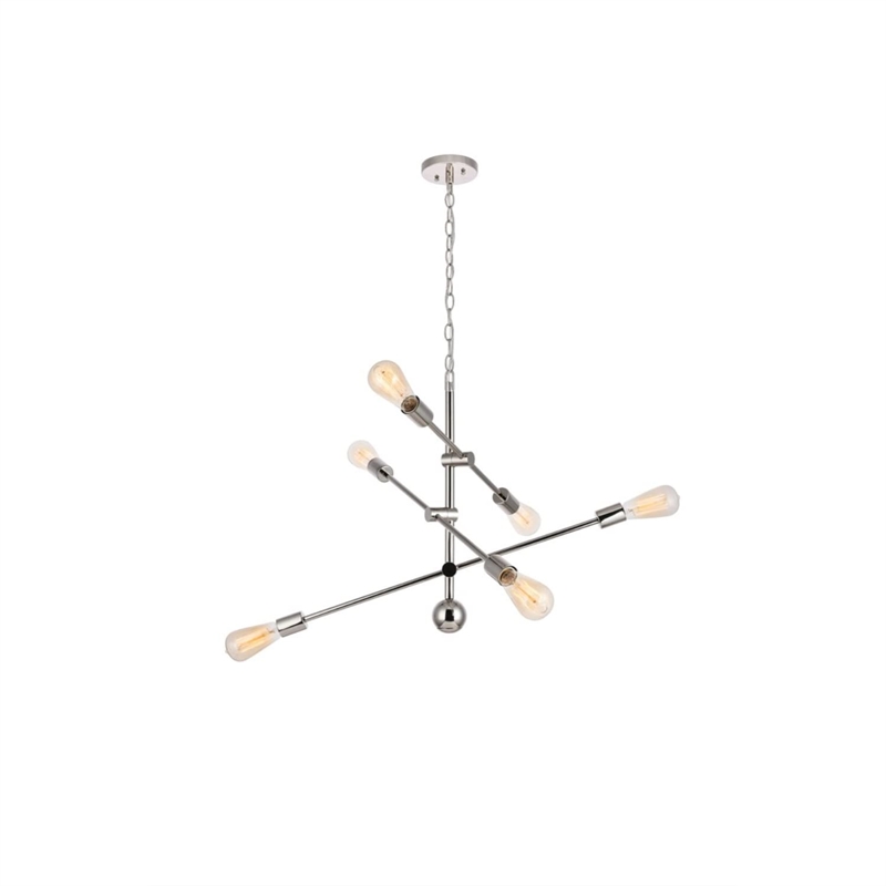 Living District Axel 6-Light Metal Pendant in Polished Nickel