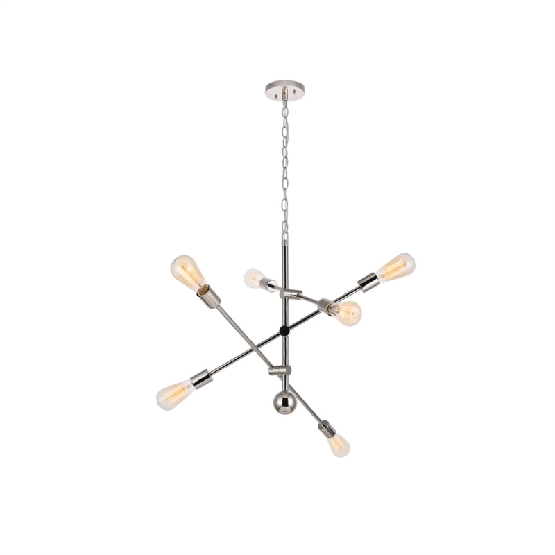 Living District Axel 6-Light Metal Pendant in Polished Nickel
