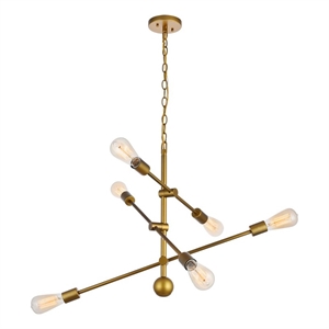 Living District Axel 6-Light Metal Pendant in Brass & Clear Finish