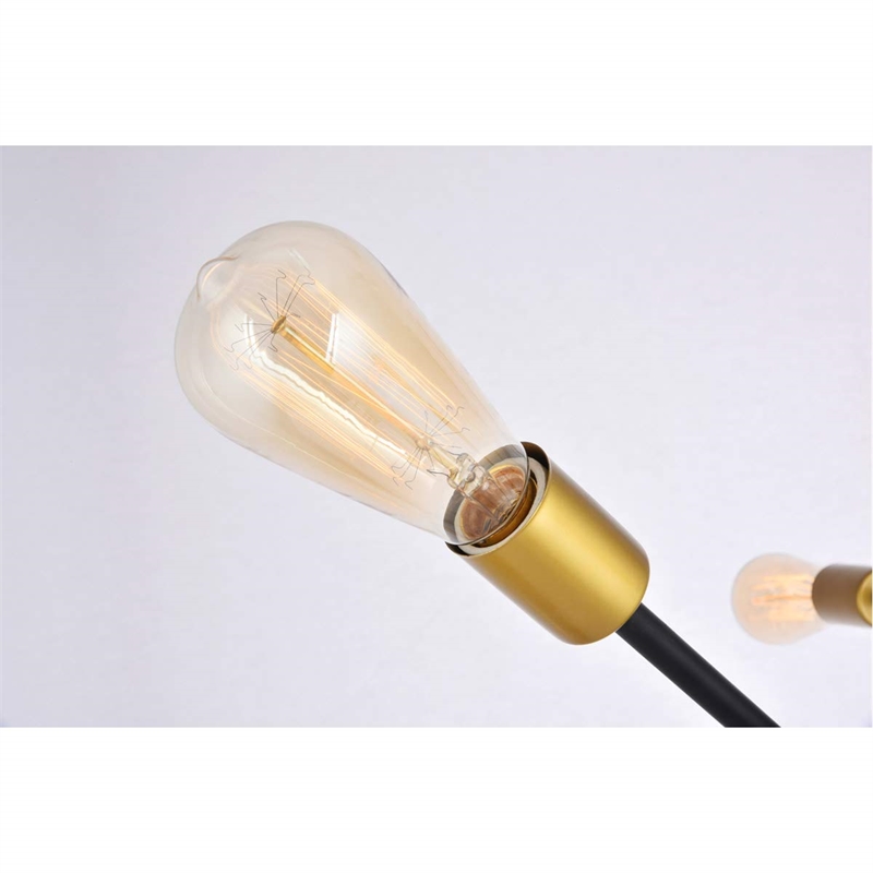 Living District Axel 6-Light Metal Pendant in Black & Brass Finish