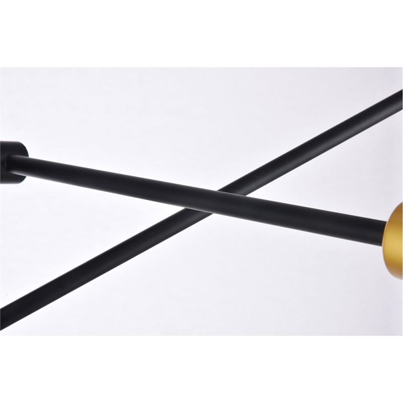 Living District Axel 6-Light Metal Pendant in Black & Brass Finish