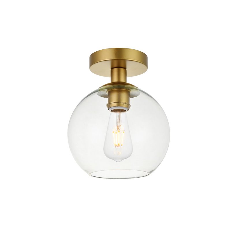 Living District Baxter 1-Light Metal & Glass Flush Mount in Brass/Clear