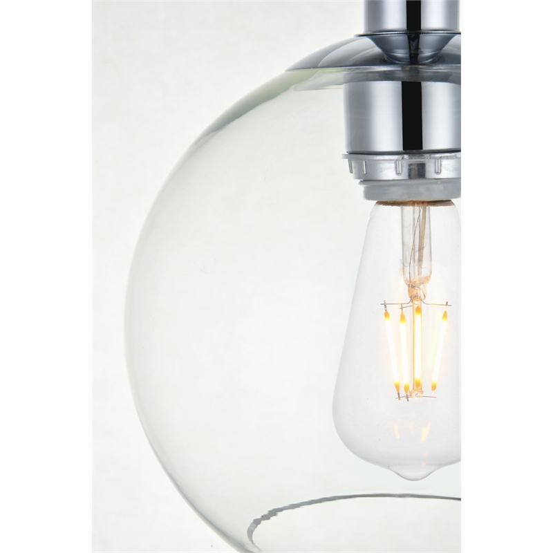 Living District Baxter 1-Light Metal & Glass Flush Mount in Chrome/Clear