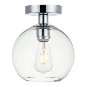 Living District Baxter 1-Light Metal & Glass Flush Mount in Chrome/Clear