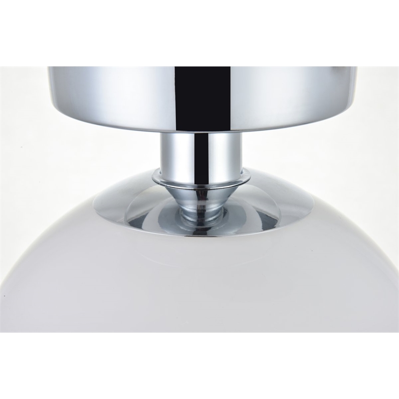 Living District Baxter 1-Light Metal & Glass Flush Mount in Chrome/Frosted White