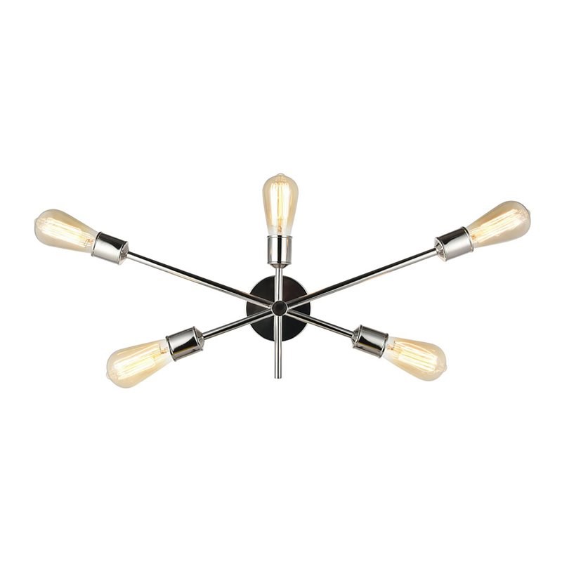 Living District Axel 5-Light Metal Wall Sconce in Polished Nickel