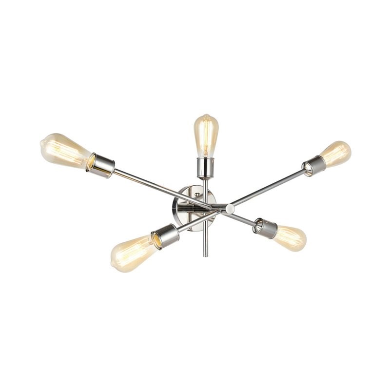 Living District Axel 5-Light Metal Wall Sconce in Polished Nickel